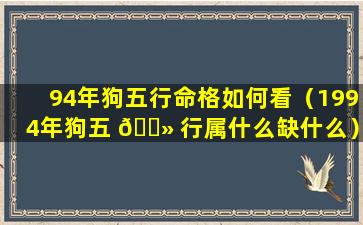 94年狗五行命格如何看（1994年狗五 🌻 行属什么缺什么）